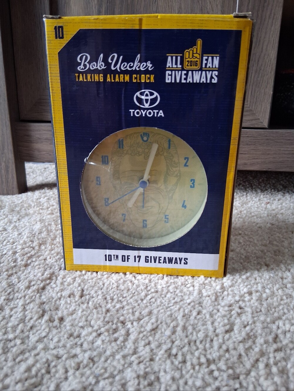 2016 Milwaukee Brewers Bob Uecker "Mr. Baseball" Talking Alarm Clock SGA MLB
